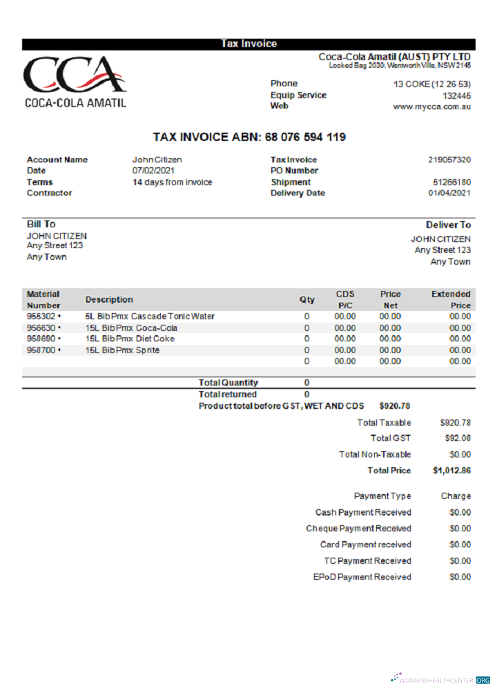 Download USA Coca Cola invoice Photoshop template